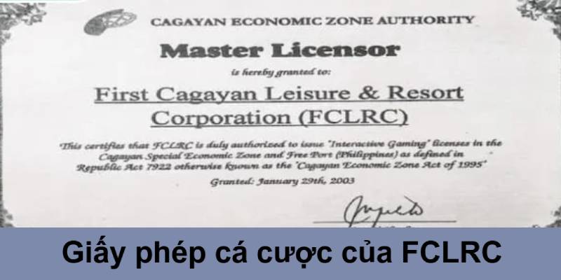 Giấy phép cá cược của tổ chức FCLRC